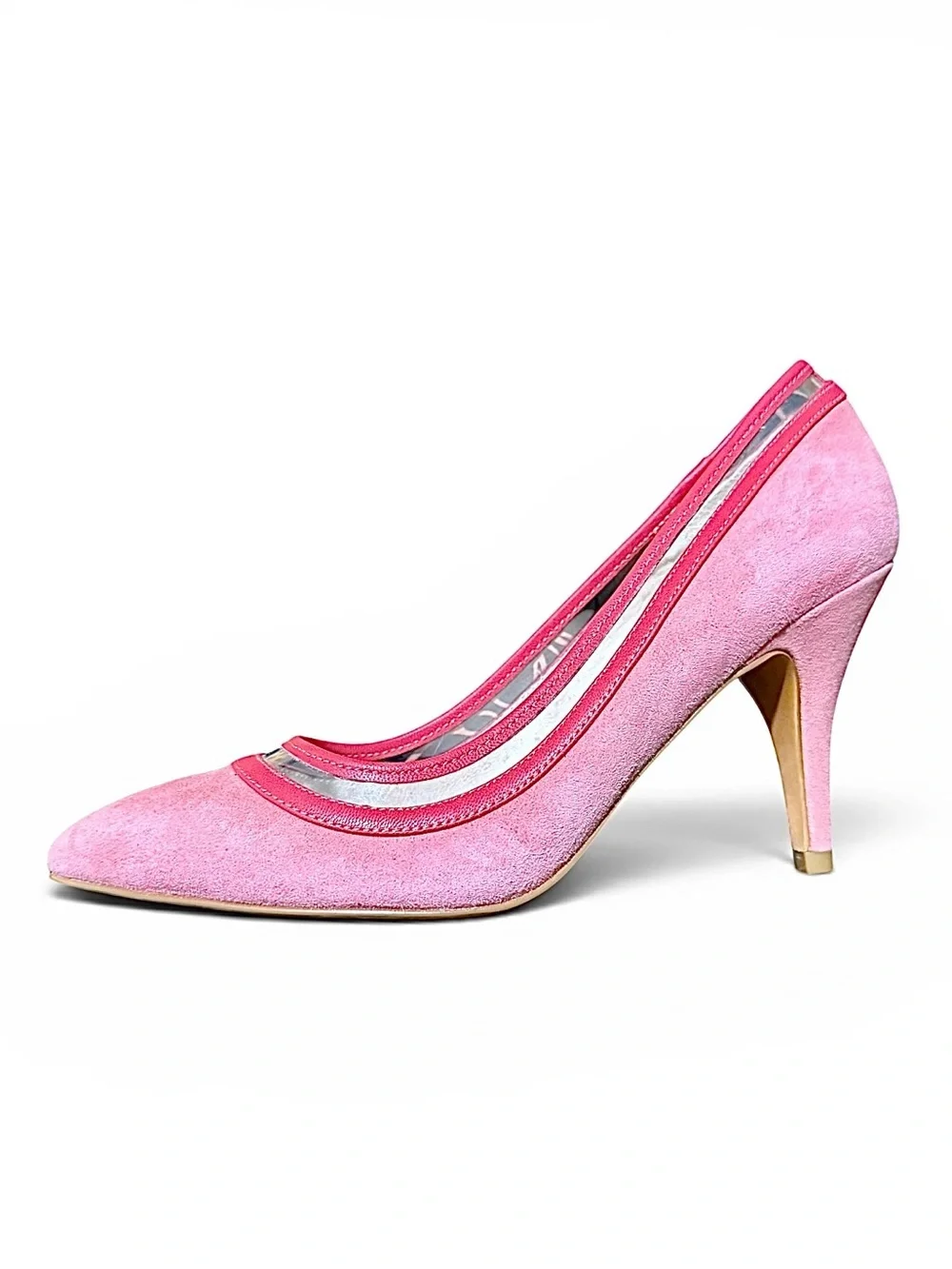 Ron White Pink Cherry Blossom Barbiecore Suede Pointed-Toe Pumps 7.5